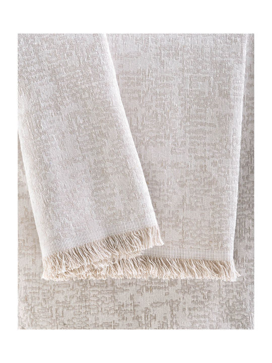 Rythmos Totem Four-Seater Sofa Throw 2 Sides Jacquard 180x330cm Ecru