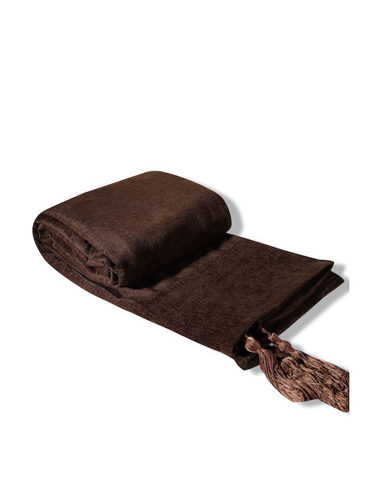 Silk Fashion Ριχτάρι Τετραθέσιου Καναπέ Chenille 180x320εκ. Καφέ