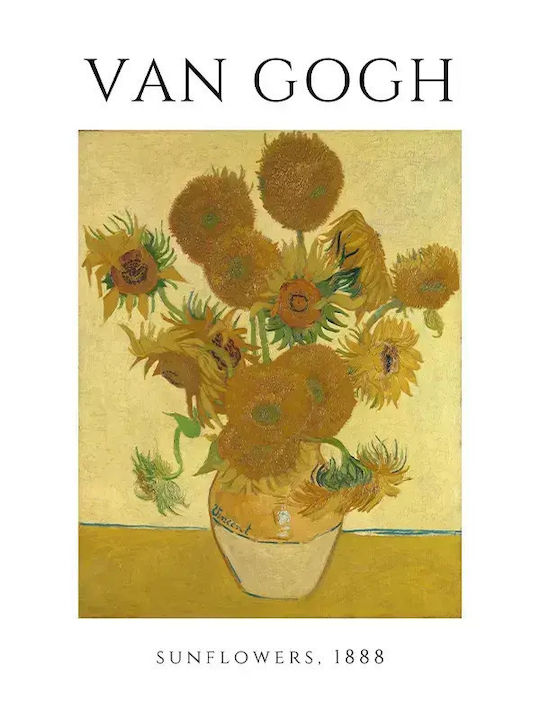 Poster Van Gogh Sunflowers Art006 30cm X 40cm Κορνίζα Σκούρο Φυσικό Ξύλου Καφέ