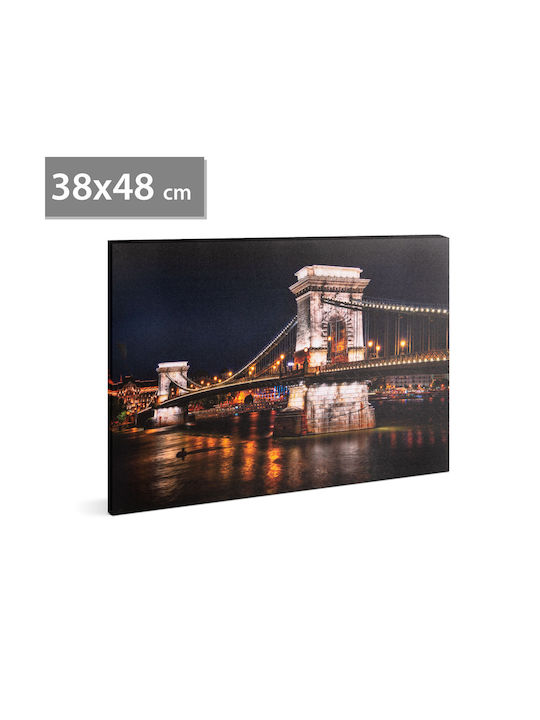 Family Pound Маслена Живопис С LED Осветление Chain Bridge 2 X Aa 38 X 48 Cm