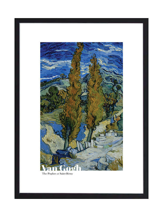 Walls "the Poplars At Saint-remy", 1889 Rahmen Kopie von Van Gogh Holz 20x30cm