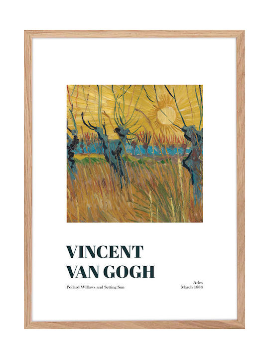 Walls "pollard Willows And Setting Sun" Rahmen Kopie von Van Gogh Papier 20x30cm