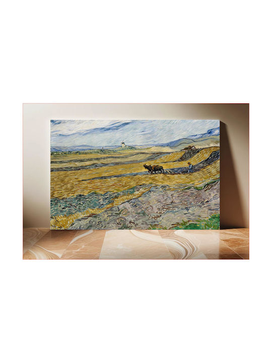 Vincent Van Gogh - Enclosed Field With Ploughman 1 Painting Copy of Van Gogh on Canvas 100x70cm