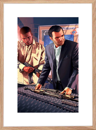 Walls Franklin Clinton And Michael De Santa Ξύλινο φυσική κορνίζα 50x70 cm