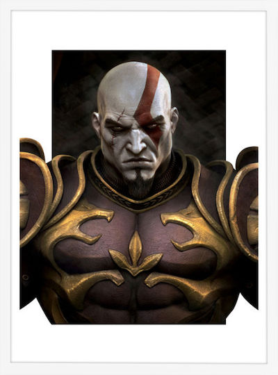 Walls God Of War Iii Дървена Бяла Рамка 20x30 cm