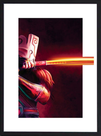 Walls Juggernaut Dota 2 Ξύλινο μαύρη κορνίζα 20x30 cm