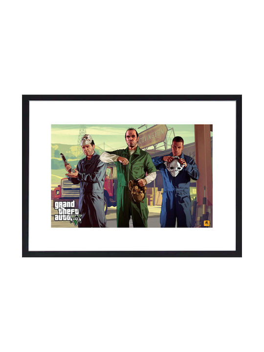 Walls Gta V Frame Wooden black frame 100x70cm