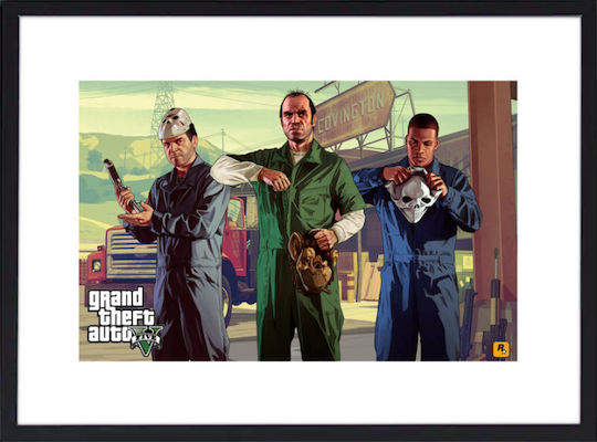 Walls Gta V Wooden Black Frame 100x70 cm