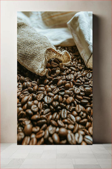 Πίνακας Coffee Beans In A Burlap Sack Κόκκοι Καφέ Σάκο Λινάτσας 100x150 Πίνακας Coffee Beans In A Burlap Sack Κόκκοι Καφέ Σάκο Λινάτσας 100x150
