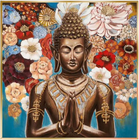 Pictură "Buddha" Pânză Ramă din Lemn Aurie 50x3.5x50 Sd-515