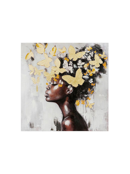 Fylliana Woman With Butterflies Πίνακας σε Καμβά 100x100cm