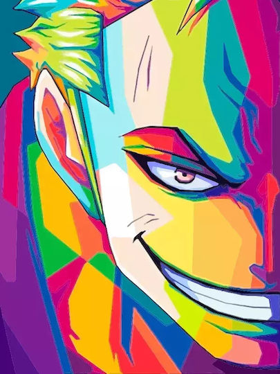 Poster One Piece Zoro An040a 40cm X 50cm Ramă din Lemn Negru