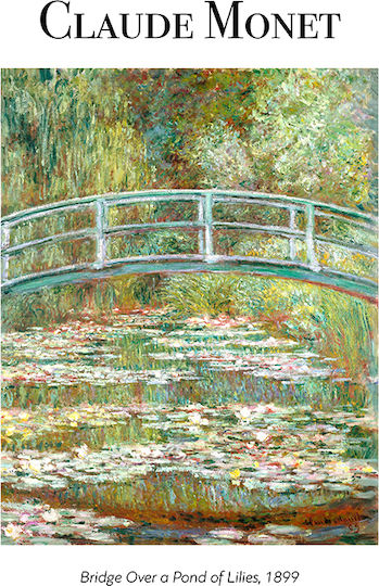 Poster Claude Monet Brücke über einem Seerosenteich Art103 50cm x 70cm Naturholzrahmen