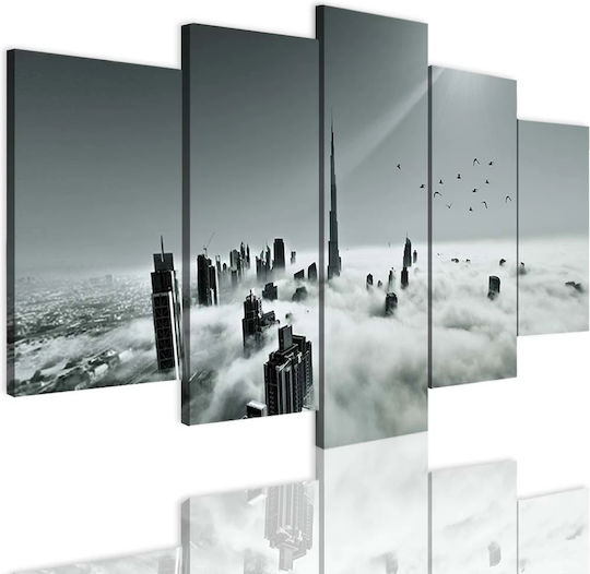 Leinwandgemälde-Set Wohnzimmer Wolken Stadt Wolkenkratzer 50x100