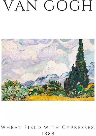 Poster Van Gogh Wheat Field Cypresses Art002 21cm X 30cm Λευκό Κάδρο Pvc 18x24
