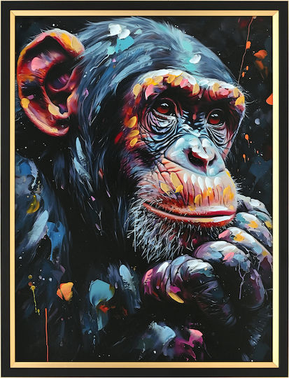 Wall Painting Fb94563 Black Frame-Canvas Print Monkey 64x4.5x84cm