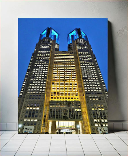 Clădirea Guvernului Metropolitan din Tokyo Noaptea pe Pânză Clădirea Guvernului Metropolitan din Tokyo Noaptea pe Pânză
