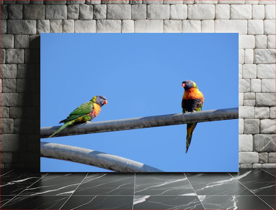 Gemälde Papageien auf einer Metallstange 90x60