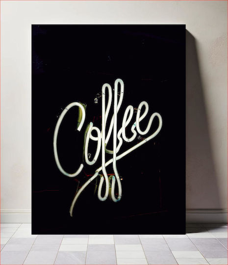 Neon Coffee Sign Επιγραφή Καφέ Νέον σε Καμβά 80x120 cm