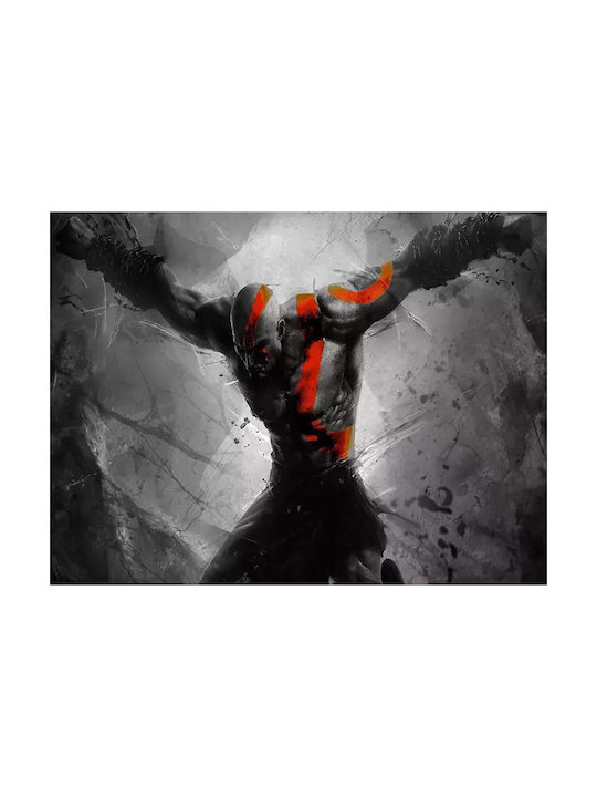 Gaming Poster God War Kratos Gm029 30cm X 40cm Premium Black Wooden Frame