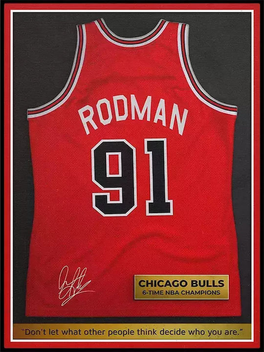 Poster Nba Rodman 91 Jersey Snk056 21cm X 30cm Premium Μαύρο Ξύλινο Κάδρο