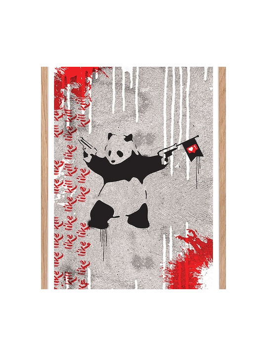 Poster Panda Guns Poster Wooden Frame Saint 50x70cm