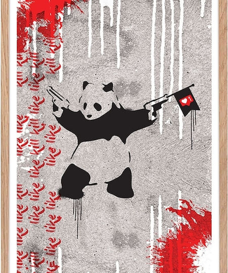 Αφίσες Poster Panda Guns Πόστερ Φυσική Κορνίζα Ξύλου Αγιούς 50x70cm