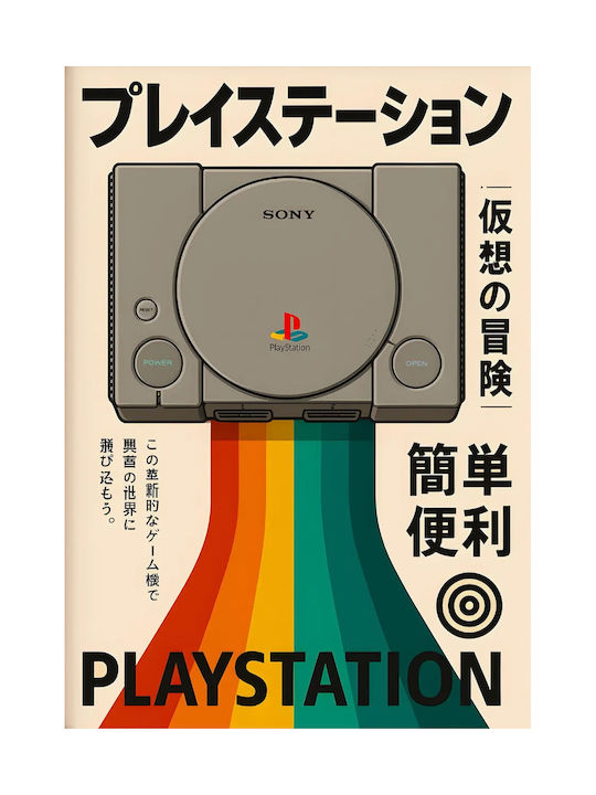Gaming Poster Playstation 1 Japanese Edition Gm2390 21cm X 30cm White Frame PVC