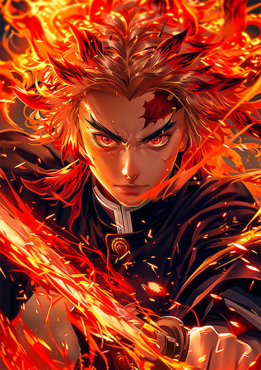 Πίνακας Καμβά Demon Slayer Tanjiro Kamado Flameheart Knv2718 45cm X 65cm