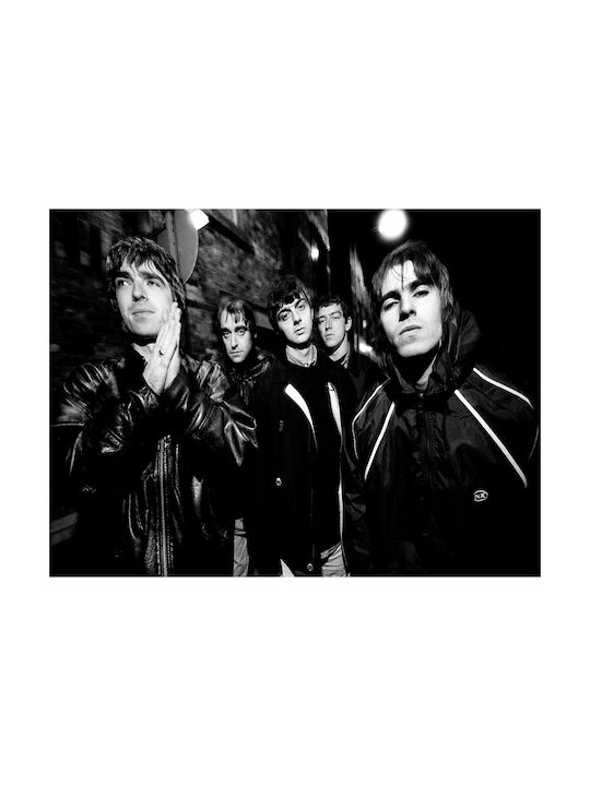 Music Poster Oasis Ms151 30cm X 40cm Μαύρο Ξύλινο Κάδρο