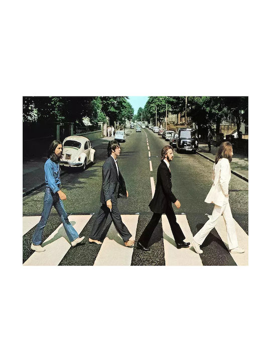 Music Poster Beatles Ms153 30cm X 40cm Μαύρο Ξύλινο Κάδρο