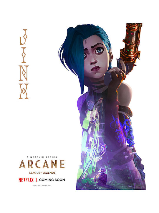 Gaming Poster Arcane League Legends Jinx Gm2396 21cm X 30cm Black Wooden Frame
