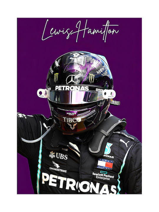 Poster Formula1 Lewis Hamilton F059 21cm X 30cm Μαύρο Ξύλινο Κάδρο