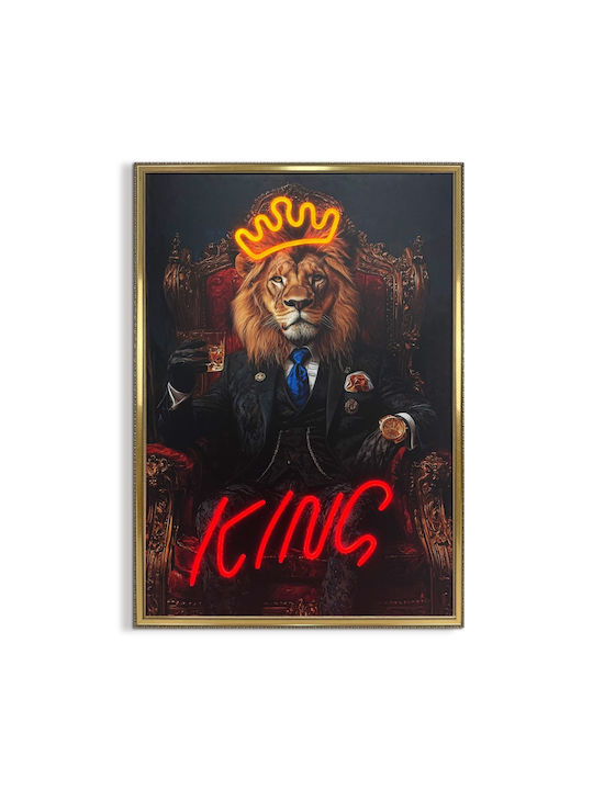 Πίνακας "king Lion" Neon Led Φωτισμό 70x100 Εκ