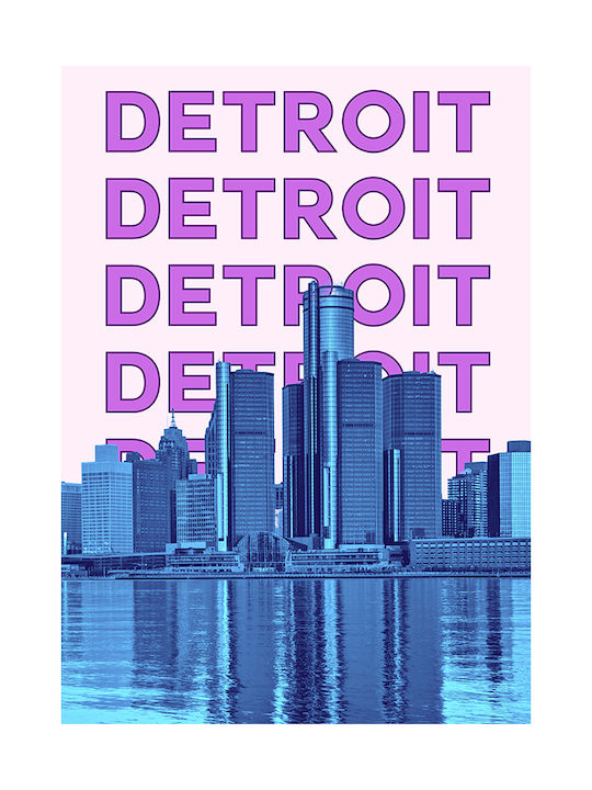 Poster Detroit Pop Art Pst25504 21cm X 30cm Premium Μαύρο Ξύλινο Κάδρο