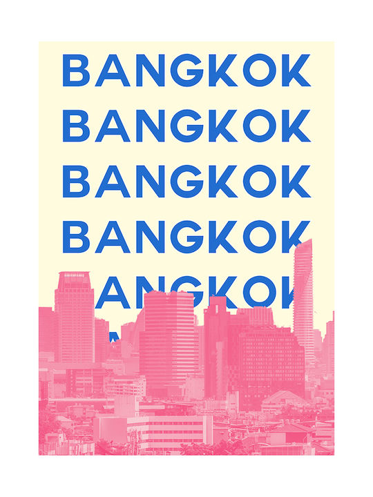 Poster Bangkok Pop Art Pst25520 50cm X 70cm Frame Dark Natural Wood Brown