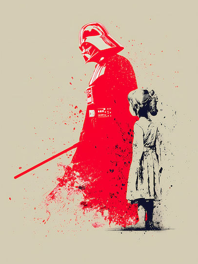 Poster Star Wars Darth Vader Banksy Art Mv304 30cm X 40cm Premium Μαύρο Ξύλινο Κάδρο