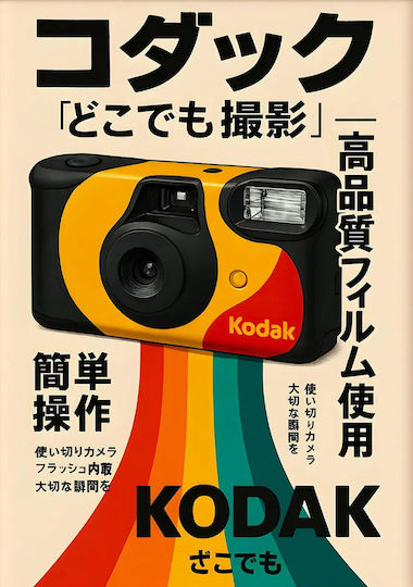 Poster Kodak Retro Kamera Japanische Edition Gm2411 30cm x 40cm Premium Schwarzer Hölzener Rahmen
