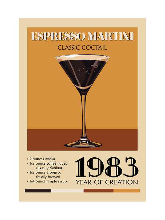 Poster Vintage Espresso Martini Classic Cocktail Pst25373 50cm X 70cm Black Wooden Frame