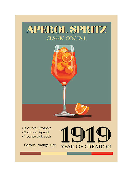 Poster Vintage Aperol Spritz Classic Cocktail Pst25374 21cm X 30cm White Frame Pvc