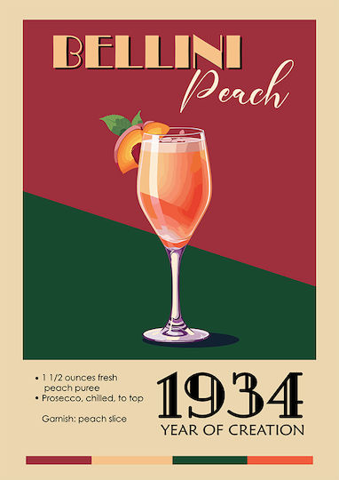 Vintage Bellini Peach Classic Cocktail P