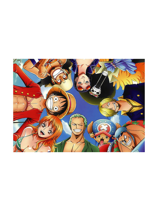 Poster One Piece Straw Hat Pirates Crew An169 30cm X 40cm Κορνίζα Φυσικό Ξύλου Μπεζ