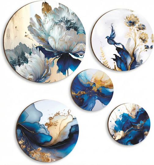 Wall Art White Flowers Room Living Room Bedroom 5 Pieces