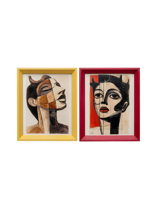 Framed Picture Portrait Modern 22x27cm 2/set