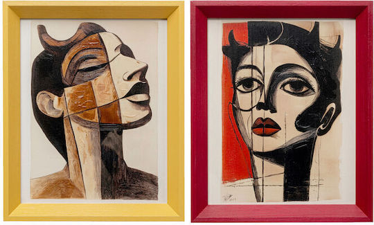 Gerahmtes Bild Porträt Modern 22x27cm 2 Stück