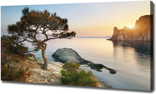 Πίνακας Τοίχου Καμβά Έτοιμος Άμεση Τοποθέτηση Δέντρο Δίπλα Στη Θάλασσα 120x60 Cm