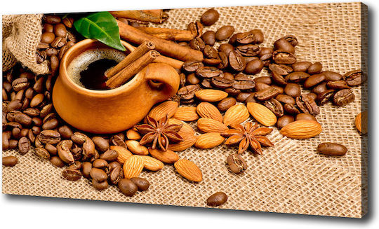 Wall Canvas Painting Elegant Wall Decoration Brown Coffee Beans 100x50 Cm
