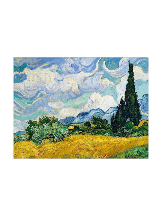 Poster Van Gogh Wheat Field Cypresses Art108 50cm X 70cm White Wooden Frame