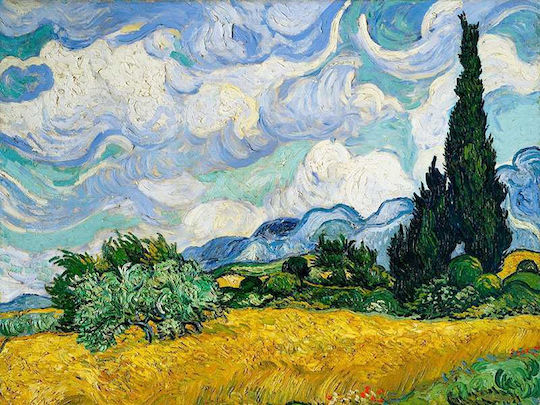Van Gogh - Wheat Field With Cypresses A Αντίγραφο του Van Gogh Ξύλινο