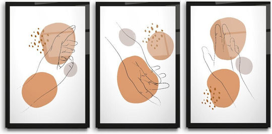Τρίπτυχο Γυάλινο Σετ Αφηρημένης Τέχνης Ασπρόμαυρο (50x70cm)